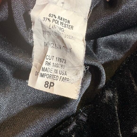 VTG Y2K Velvet Burnout Mini Dress Sz 8P Robbie Bee Black Ruffles Whimsigoth Hoco - Picture 6 of 11